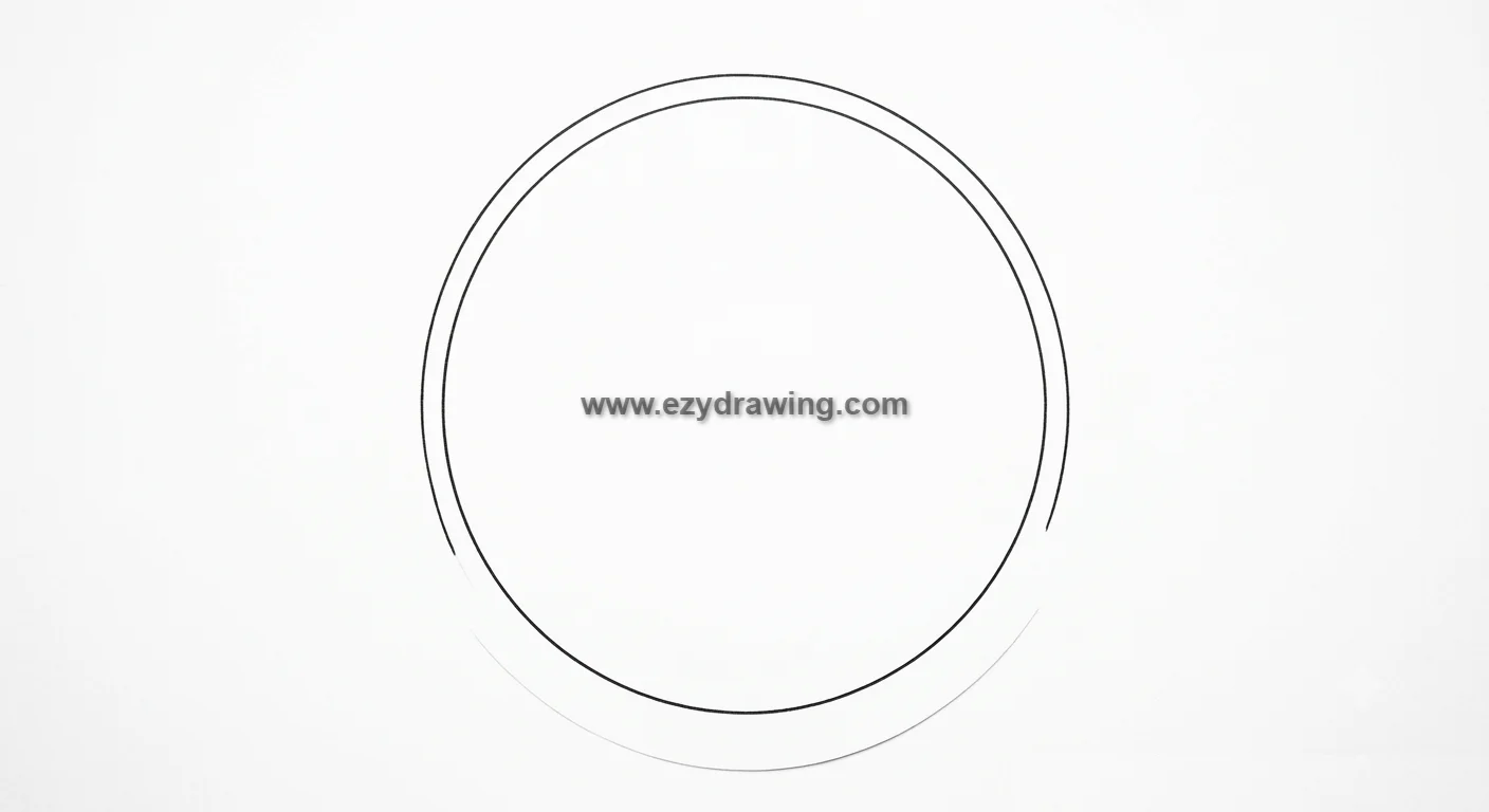 How to draw sun starts with a large, neat circle that creates the foundation for an easy step-by-step sun drawing.