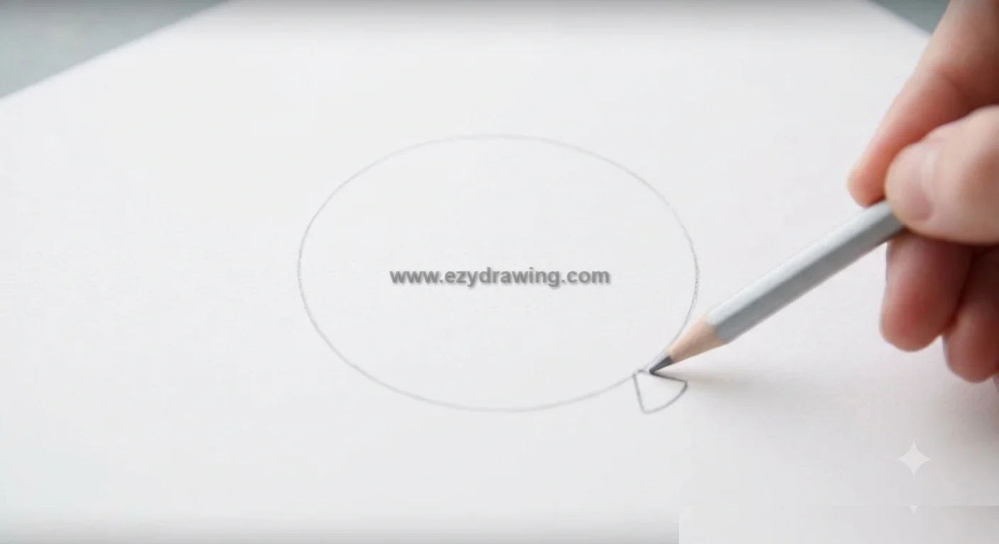 How To Draw Balloon Quick Easy Drawing Ideas 3 How To Draw Balloon step 2 showing a small neck shape below the circle with pencil, easy sketch guide for beginners.