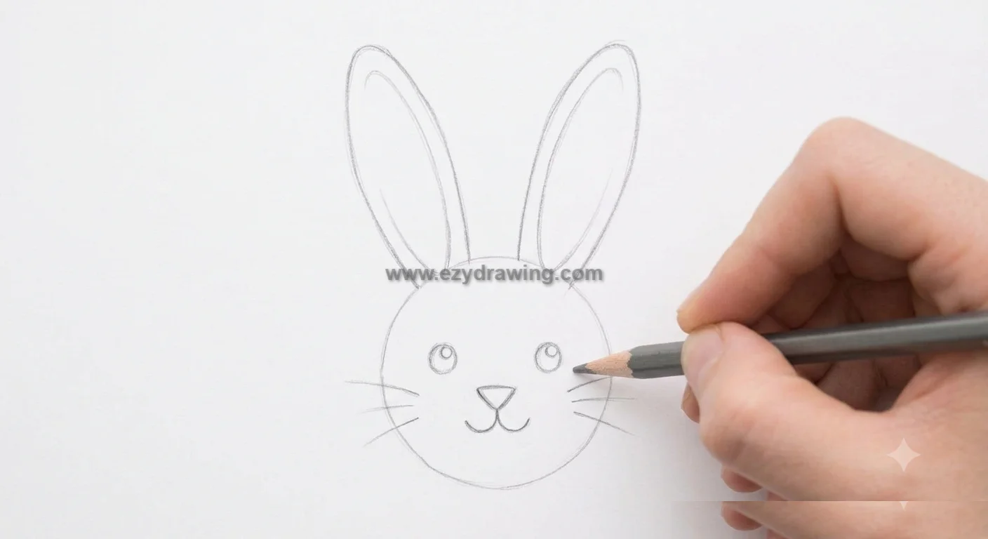 How to Draw a Rabbit A Simple and Fun Guide 4 How to Draw a Rabbit by sketching the eyes, nose, mouth, and whiskers to create a cute bunny face step by step.
